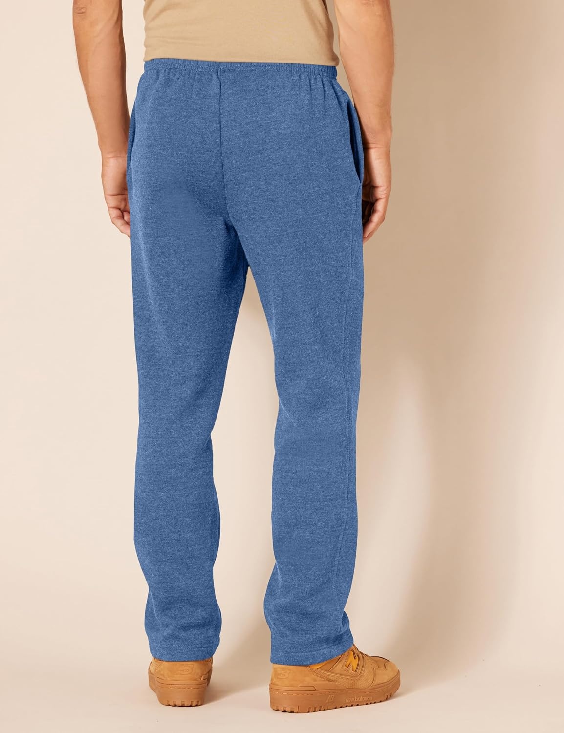 image:imageAmazon Essentials Mens Relaxed Straight Leg Fleece Open Bottom Sweatpant Available in Big amp TallBlue Heather