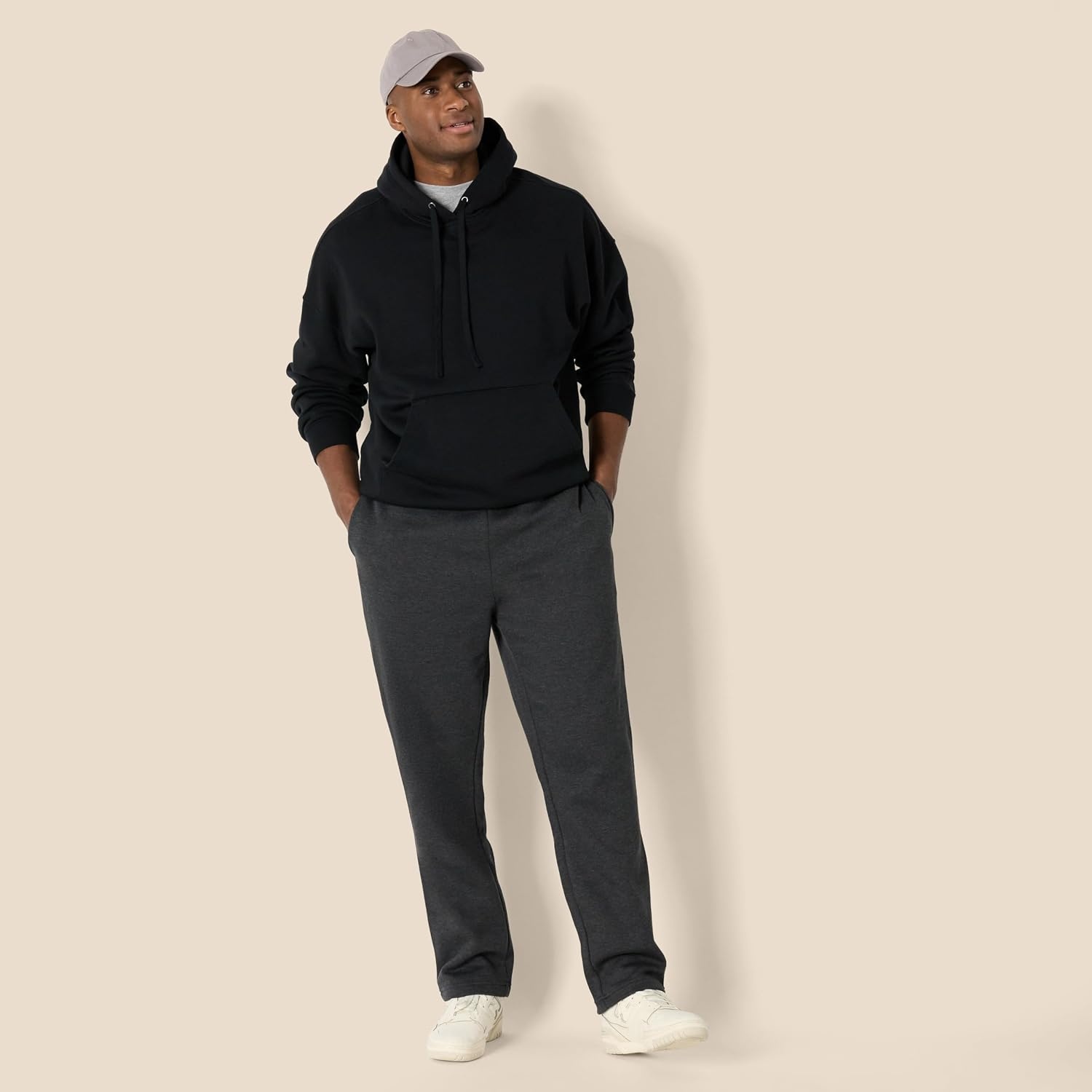 image:imageAmazon Essentials Mens Relaxed Straight Leg Fleece Open Bottom Sweatpant Available in Big amp TallCharcoal