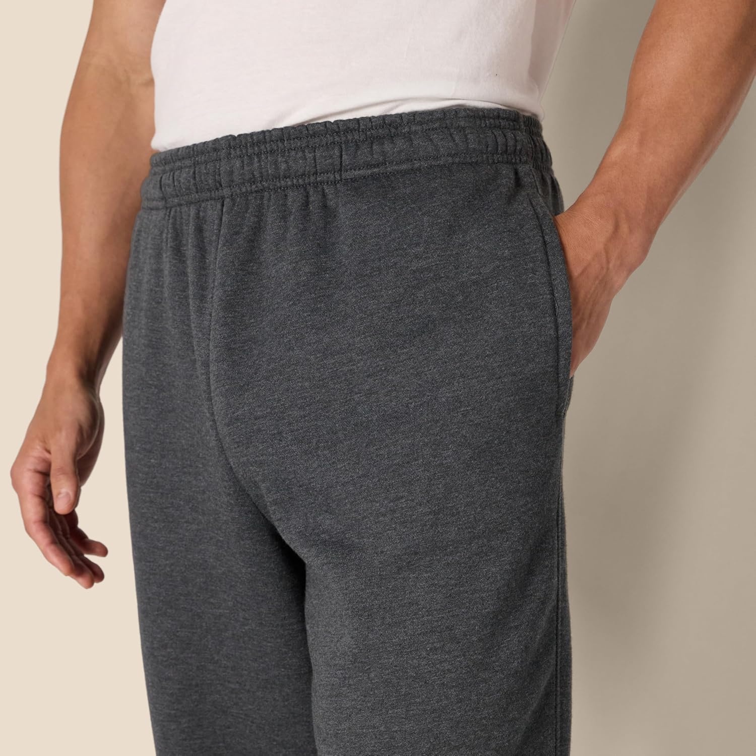 image:imageAmazon Essentials Mens Relaxed Straight Leg Fleece Open Bottom Sweatpant Available in Big amp TallCharcoal