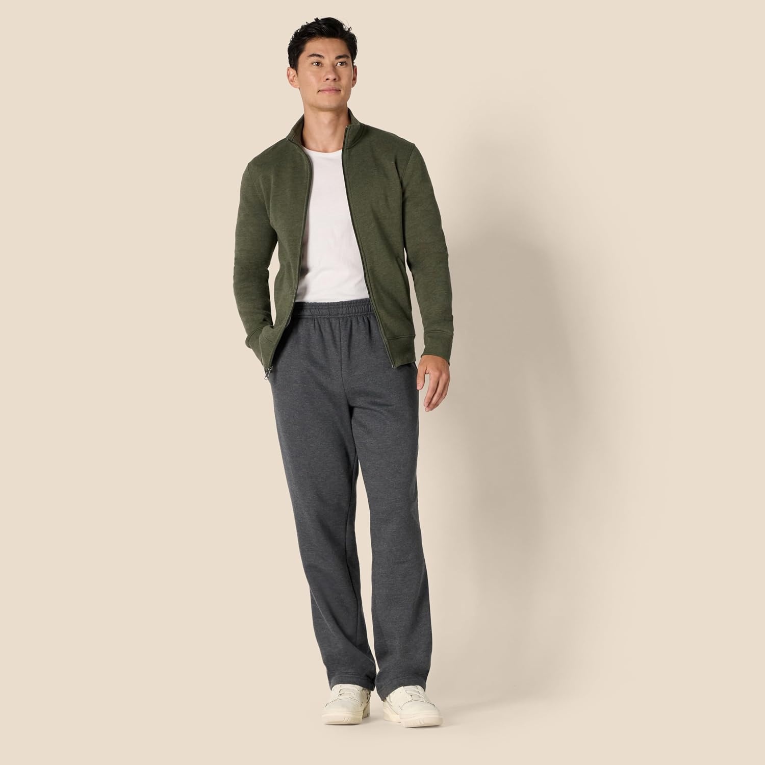 image:imageAmazon Essentials Mens Relaxed Straight Leg Fleece Open Bottom Sweatpant Available in Big amp TallCharcoal