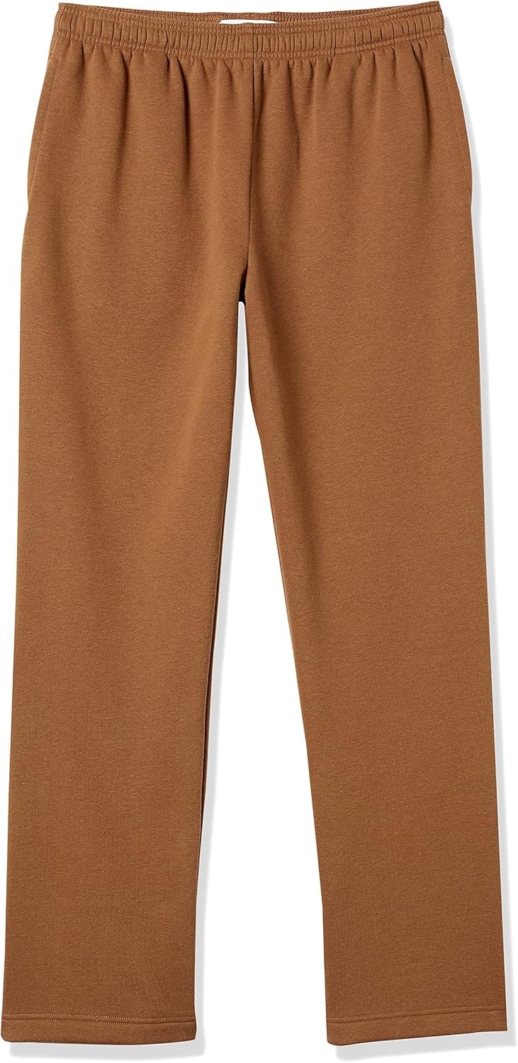 image:imageAmazon Essentials Mens Relaxed Straight Leg Fleece Open Bottom Sweatpant Available in Big amp TallDark Tan