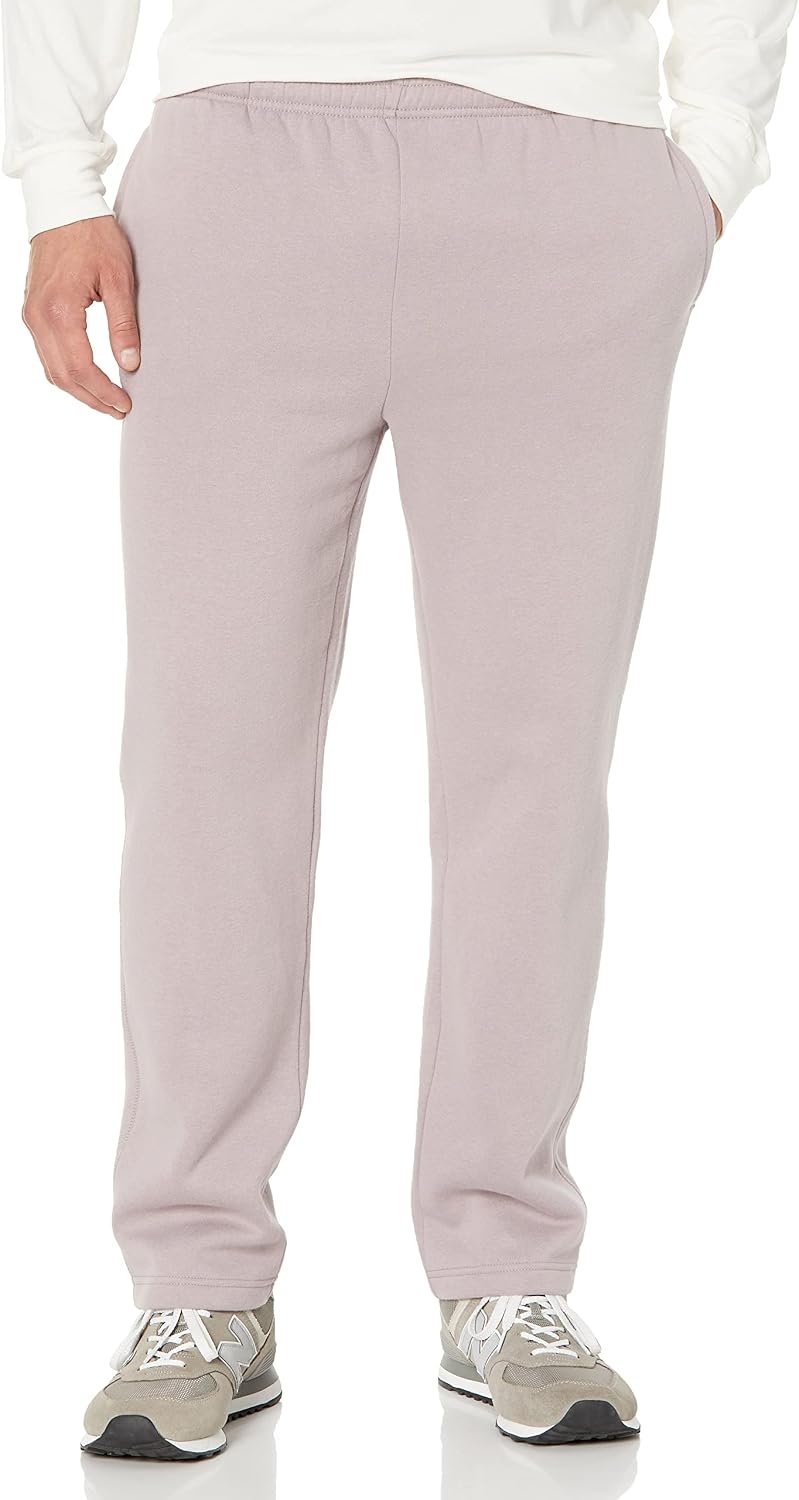 image:imageAmazon Essentials Mens Relaxed Straight Leg Fleece Open Bottom Sweatpant Available in Big amp TallDusty Lilac