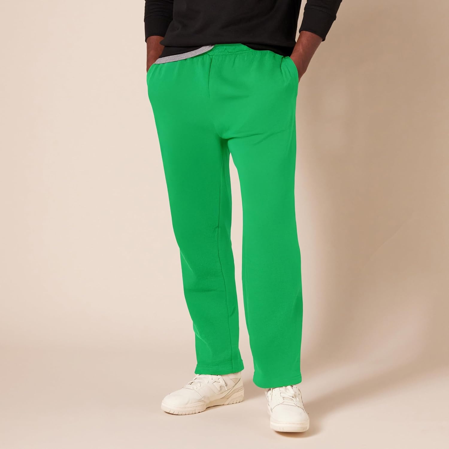 image:imageAmazon Essentials Mens Relaxed Straight Leg Fleece Open Bottom Sweatpant Available in Big amp TallGreen