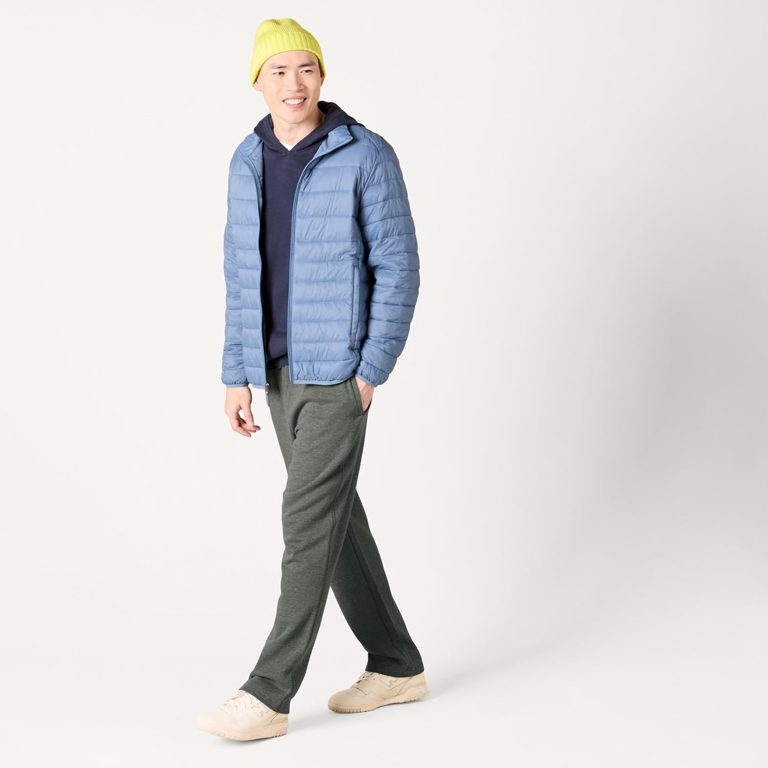 image:imageAmazon Essentials Mens Relaxed Straight Leg Fleece Open Bottom Sweatpant Available in Big amp TallLight Grey Heather