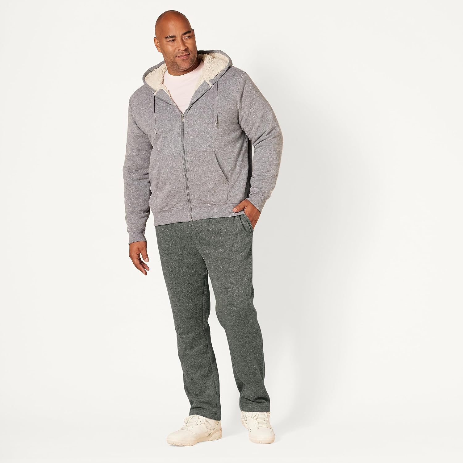 image:imageAmazon Essentials Mens Relaxed Straight Leg Fleece Open Bottom Sweatpant Available in Big amp TallMedium Grey Heather