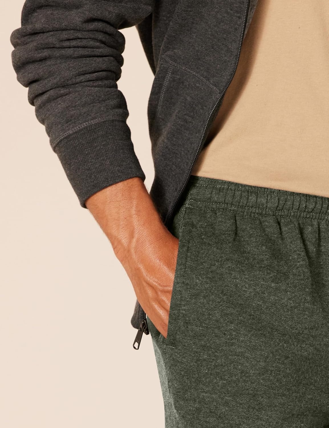 image:imageAmazon Essentials Mens Relaxed Straight Leg Fleece Open Bottom Sweatpant Available in Big amp TallOlive