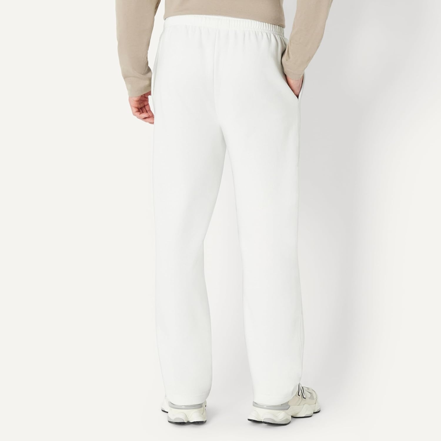 image:imageAmazon Essentials Mens Relaxed Straight Leg Fleece Open Bottom Sweatpant Available in Big amp TallPale Grey
