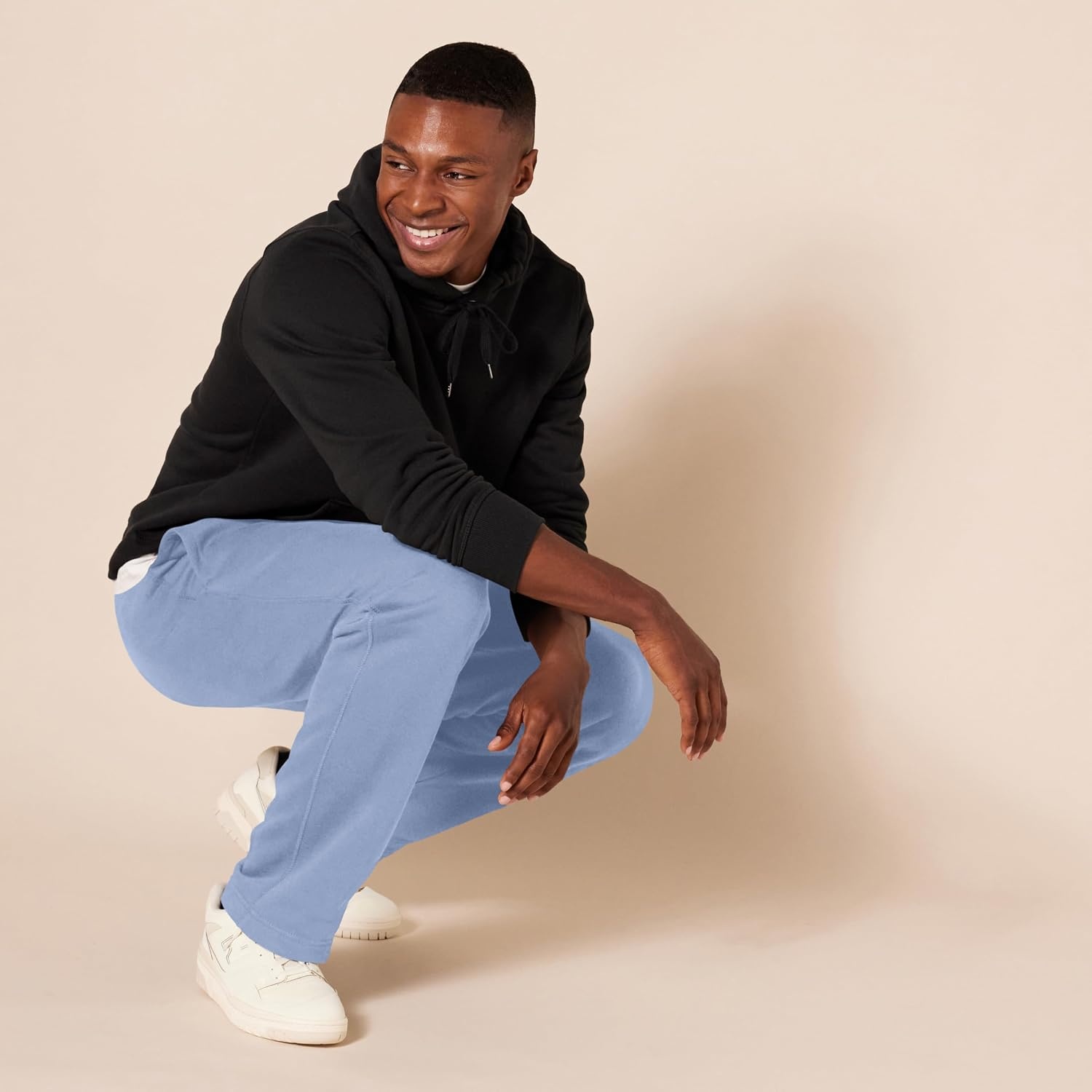 image:imageAmazon Essentials Mens Relaxed Straight Leg Fleece Open Bottom Sweatpant Available in Big amp TallSlate Blue