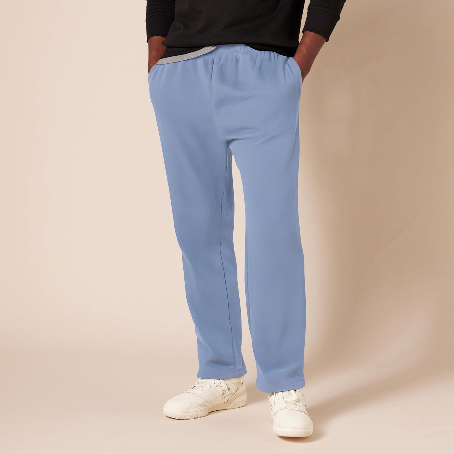 image:imageAmazon Essentials Mens Relaxed Straight Leg Fleece Open Bottom Sweatpant Available in Big amp TallSlate Blue