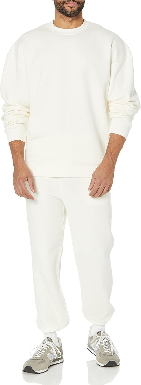 image:imageAmazon Essentials Mens RelaxedFit Sweatpants with Drawstring Waist ClosedBottomEggshell White