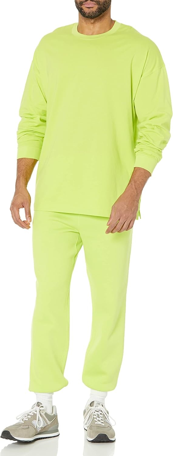 image:imageAmazon Essentials Mens RelaxedFit Sweatpants with Drawstring Waist ClosedBottomLime Green