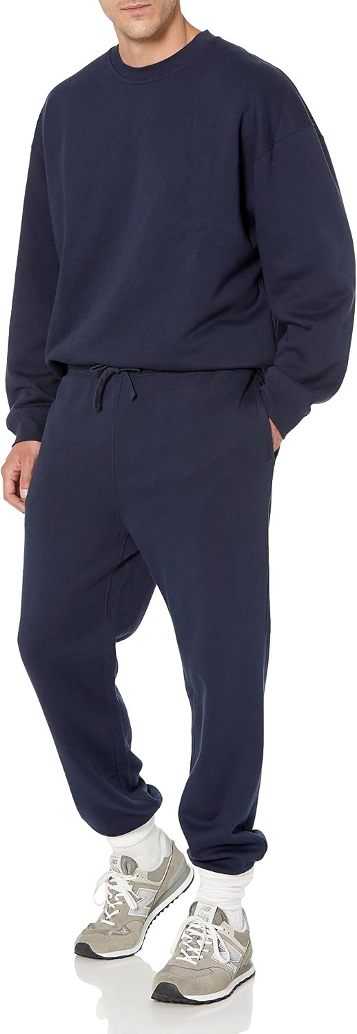 image:imageAmazon Essentials Mens RelaxedFit Sweatpants with Drawstring Waist ClosedBottomNavy