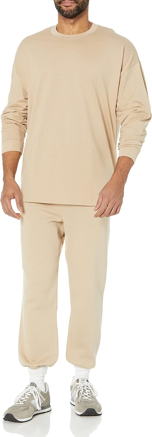 image:imageAmazon Essentials Mens RelaxedFit Sweatpants with Drawstring Waist ClosedBottomTan