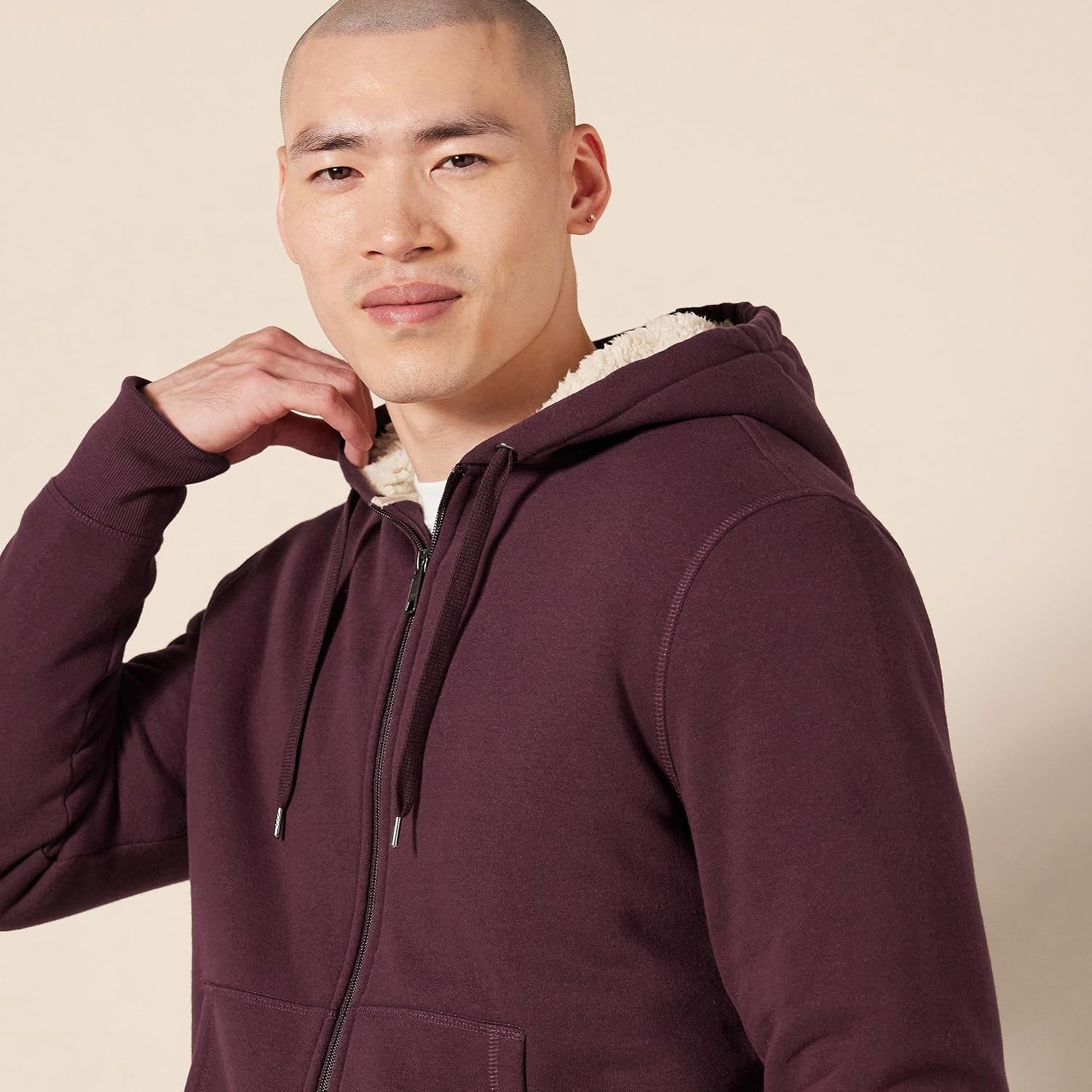image:imageAmazon Essentials Mens SherpaLined FullZip Fleece Hoodie SweatshirtBurgundy