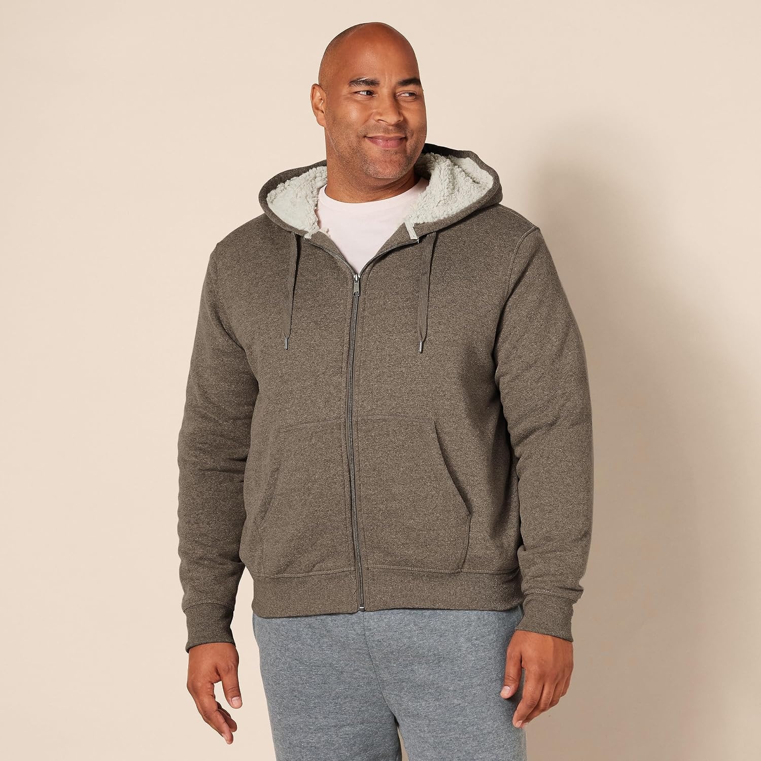 image:imageAmazon Essentials Mens SherpaLined FullZip Fleece Hoodie SweatshirtDark Brown