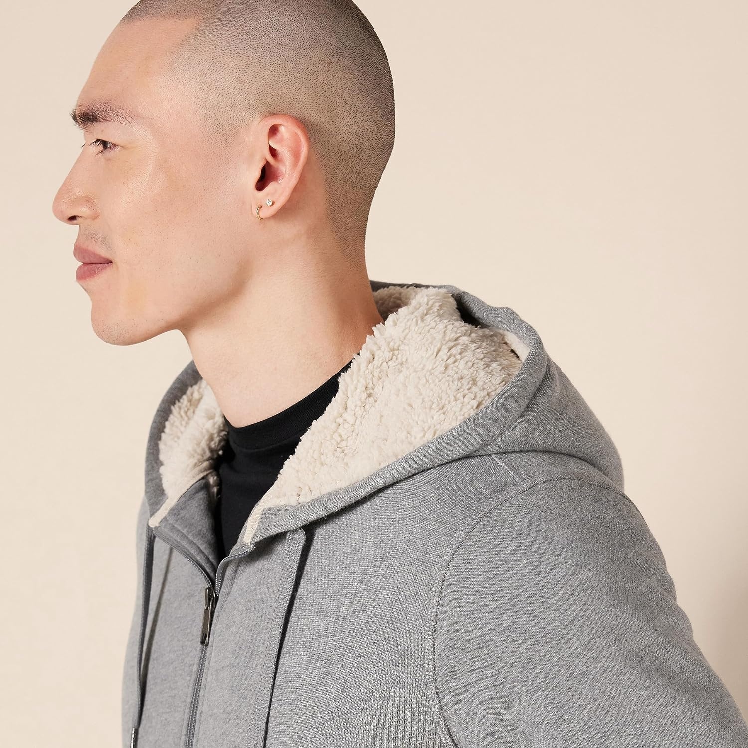 image:imageAmazon Essentials Mens SherpaLined FullZip Fleece Hoodie SweatshirtLight Grey Heather