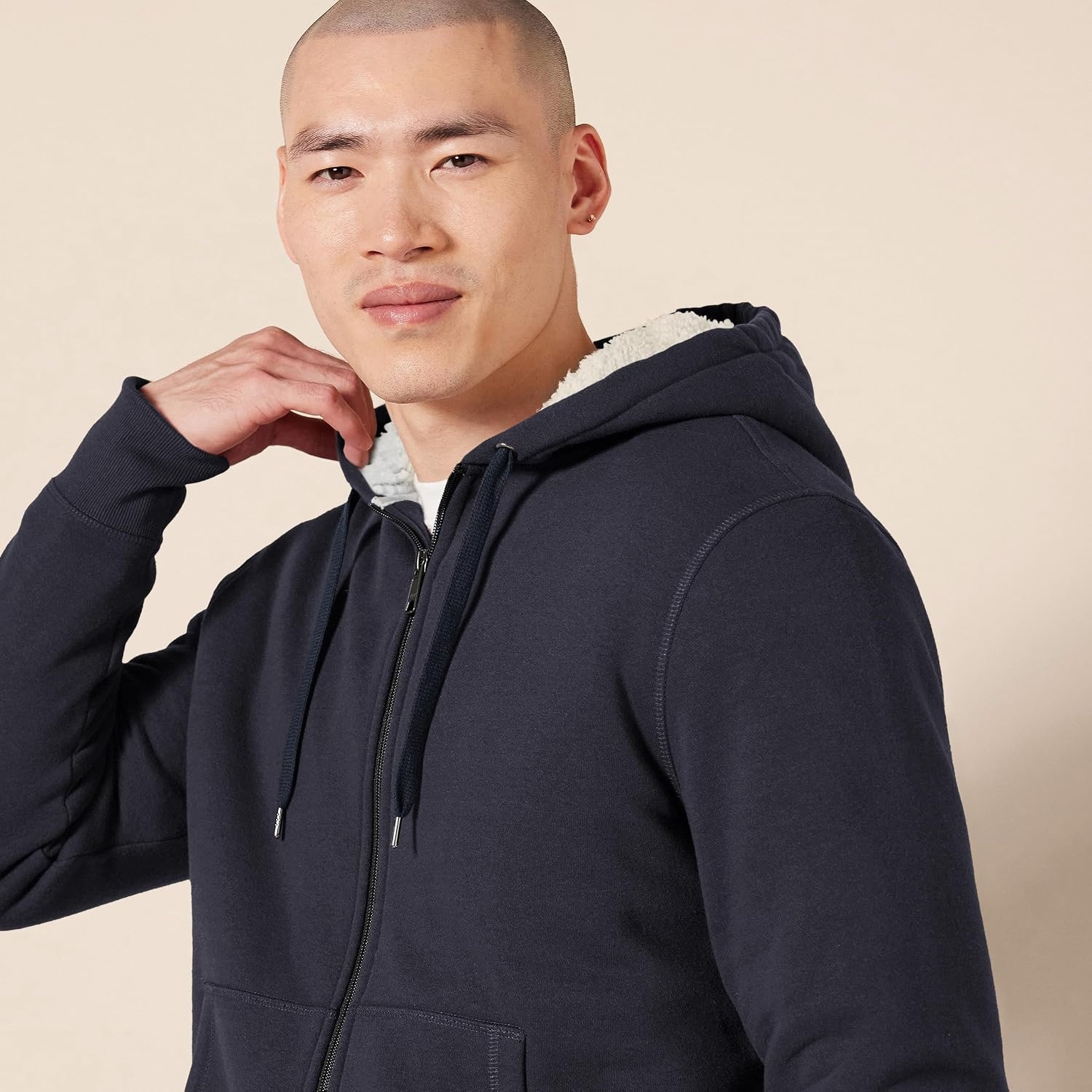 image:imageAmazon Essentials Mens SherpaLined FullZip Fleece Hoodie SweatshirtNavy