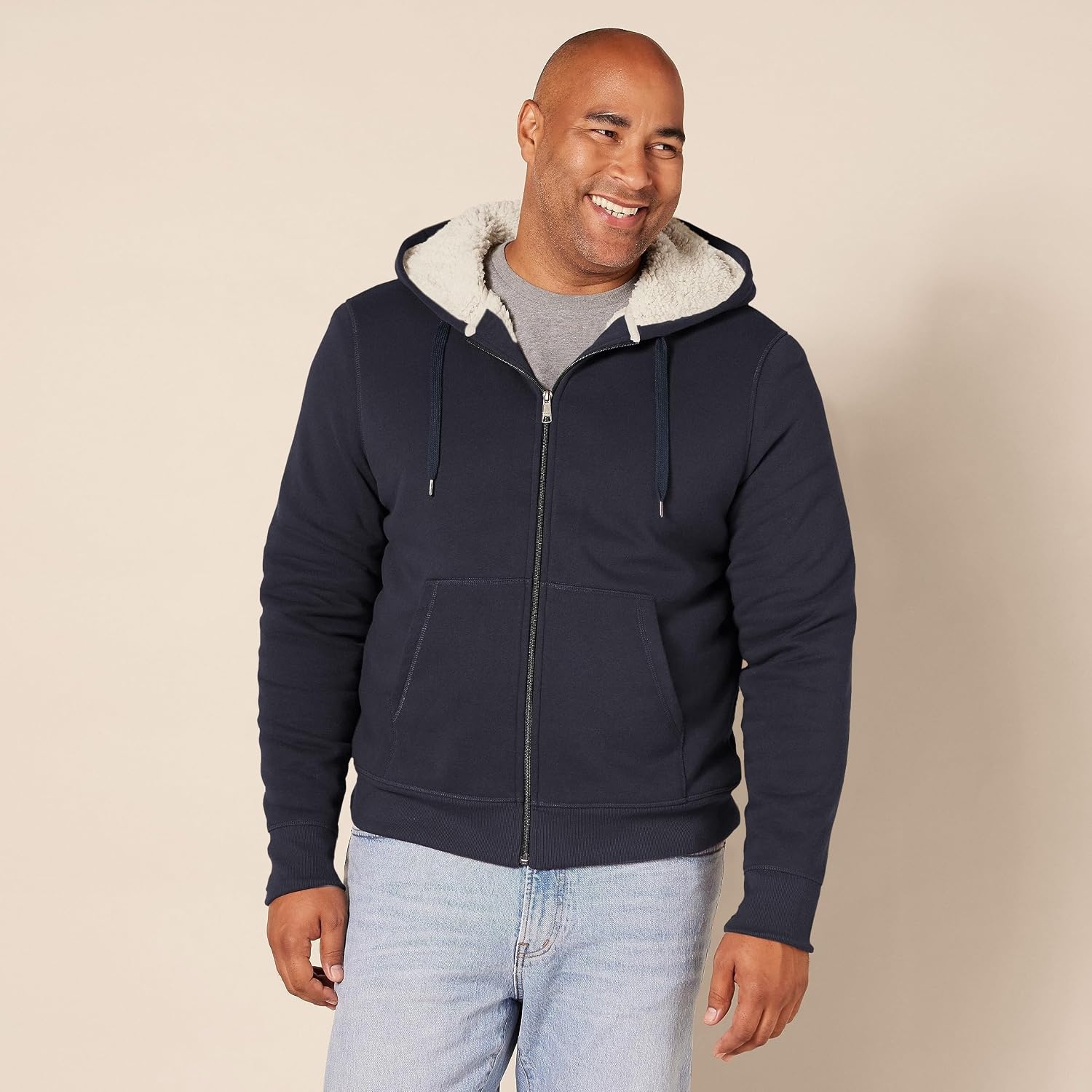 image:imageAmazon Essentials Mens SherpaLined FullZip Fleece Hoodie SweatshirtNavy