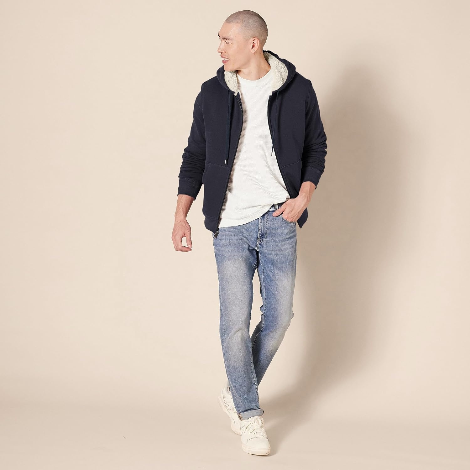 image:imageAmazon Essentials Mens SherpaLined FullZip Fleece Hoodie SweatshirtNavy