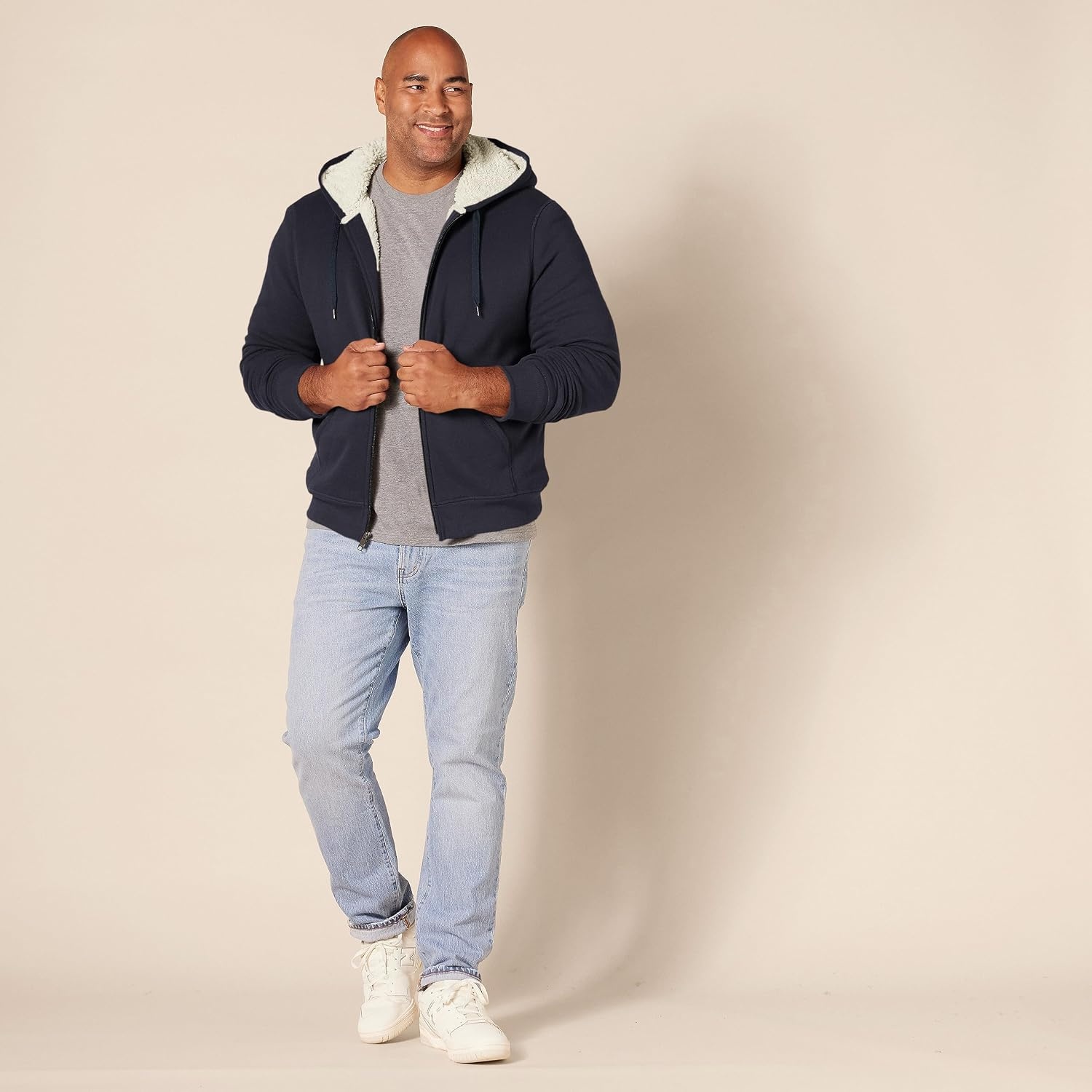 image:imageAmazon Essentials Mens SherpaLined FullZip Fleece Hoodie SweatshirtNavy