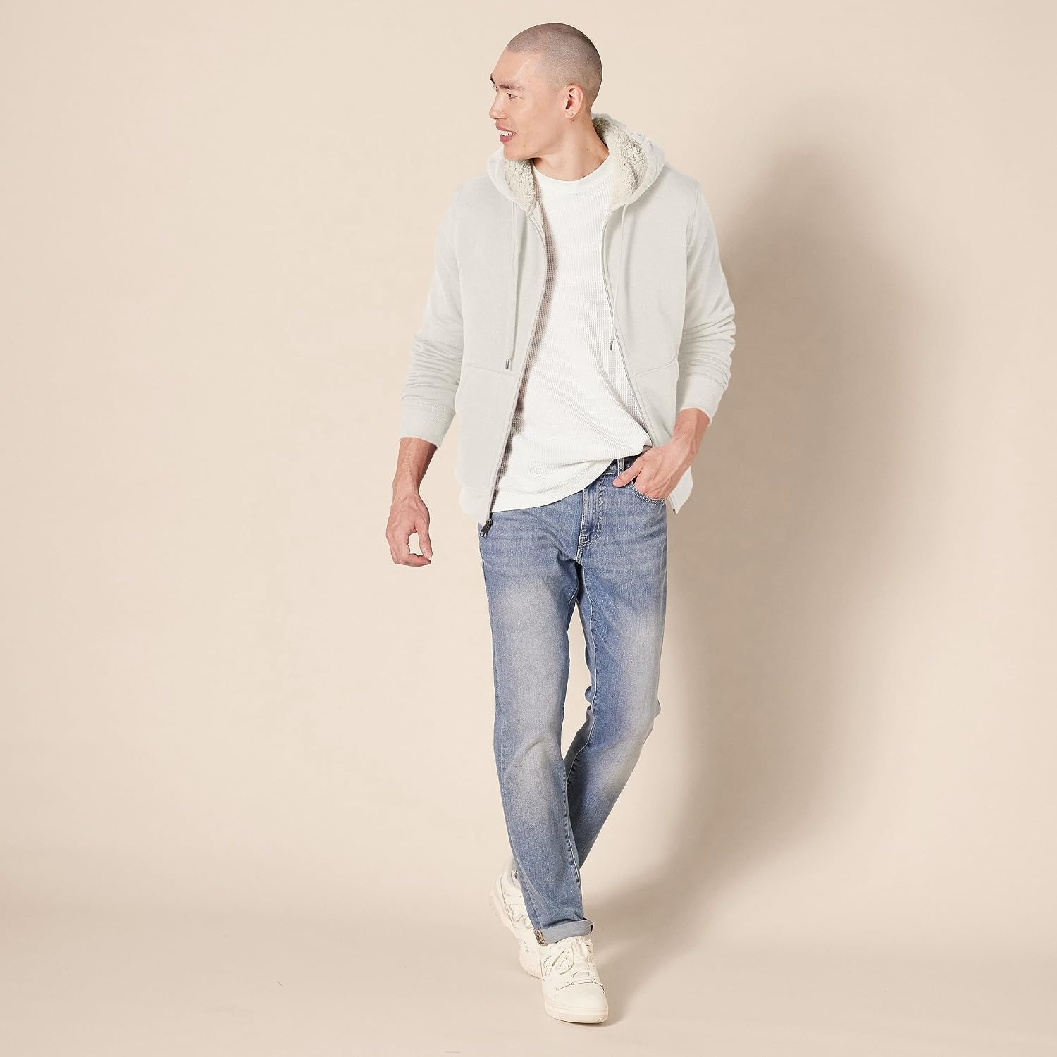 image:imageAmazon Essentials Mens SherpaLined FullZip Fleece Hoodie SweatshirtOffwhite