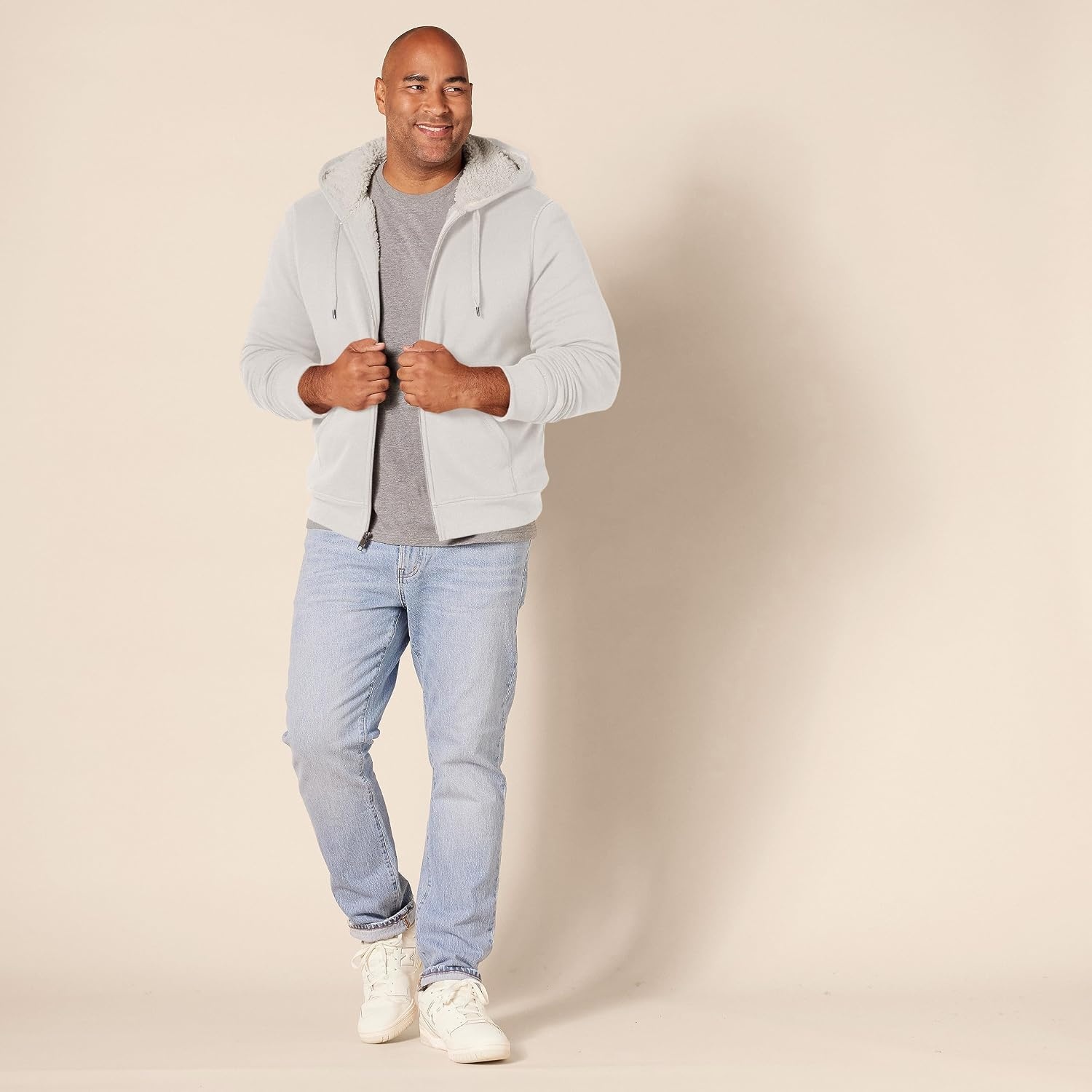 image:imageAmazon Essentials Mens SherpaLined FullZip Fleece Hoodie SweatshirtOffwhite
