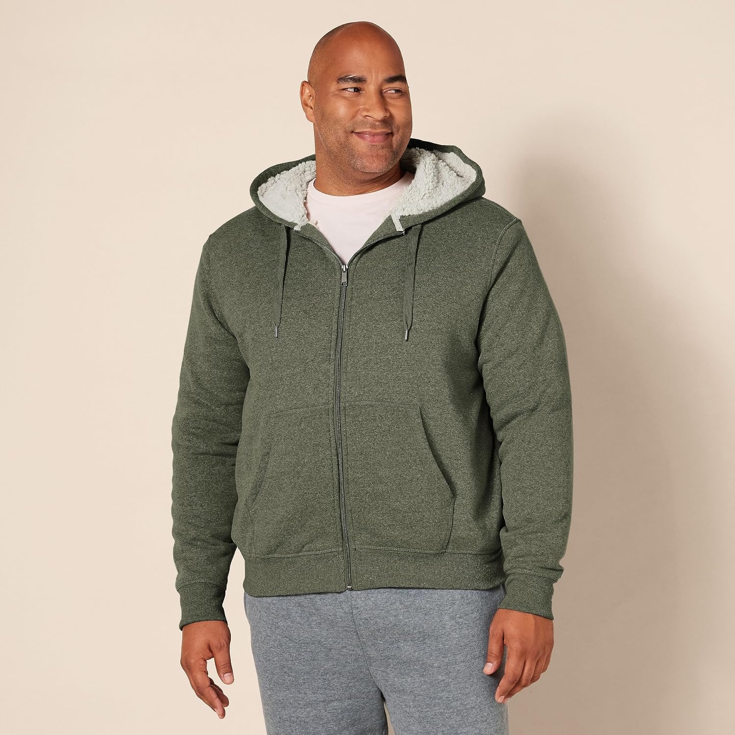 image:imageAmazon Essentials Mens SherpaLined FullZip Fleece Hoodie SweatshirtOlive