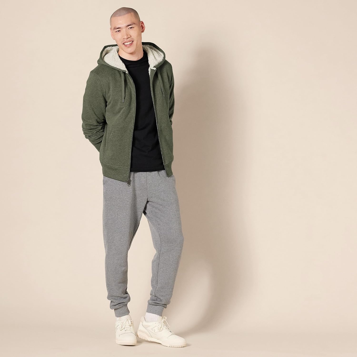 image:imageAmazon Essentials Mens SherpaLined FullZip Fleece Hoodie SweatshirtOlive