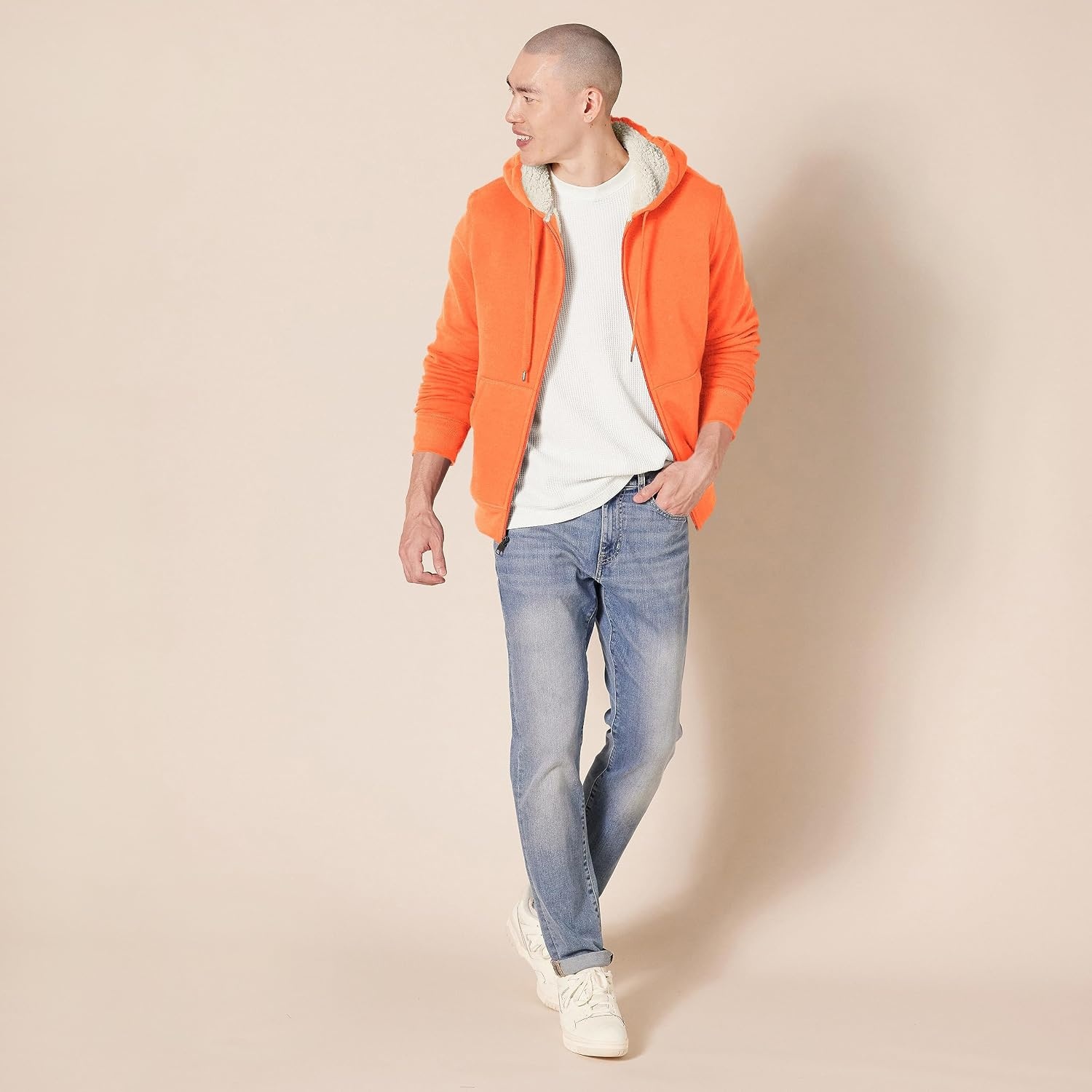 image:imageAmazon Essentials Mens SherpaLined FullZip Fleece Hoodie SweatshirtOrange