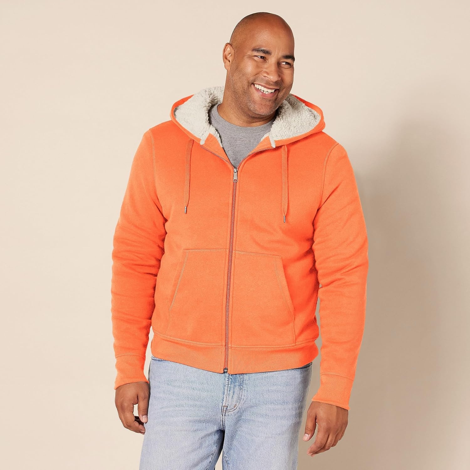 image:imageAmazon Essentials Mens SherpaLined FullZip Fleece Hoodie SweatshirtOrange