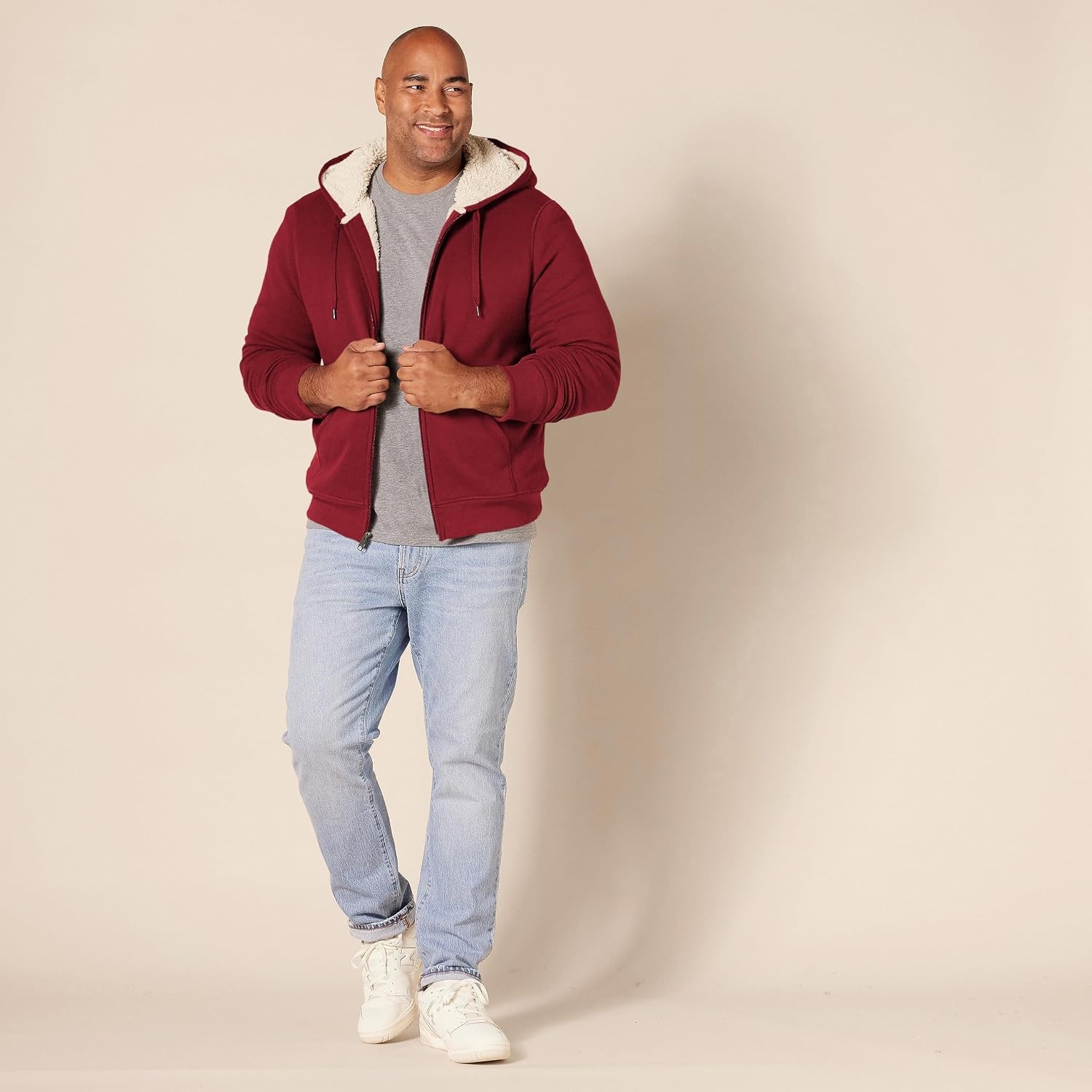 image:imageAmazon Essentials Mens SherpaLined FullZip Fleece Hoodie SweatshirtRed