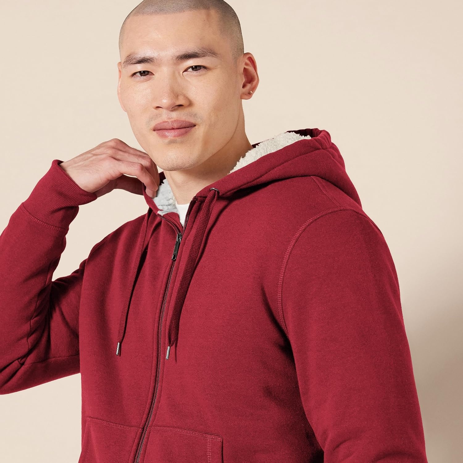 image:imageAmazon Essentials Mens SherpaLined FullZip Fleece Hoodie SweatshirtRed