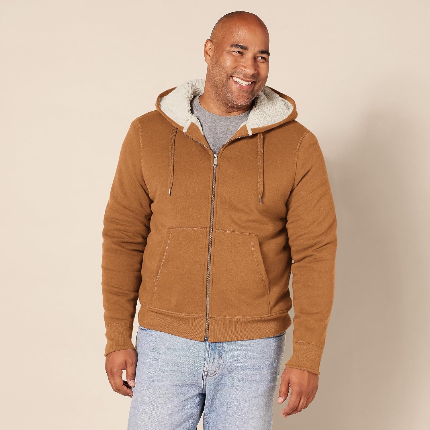 image:imageAmazon Essentials Mens SherpaLined FullZip Fleece Hoodie SweatshirtToffee Brown
