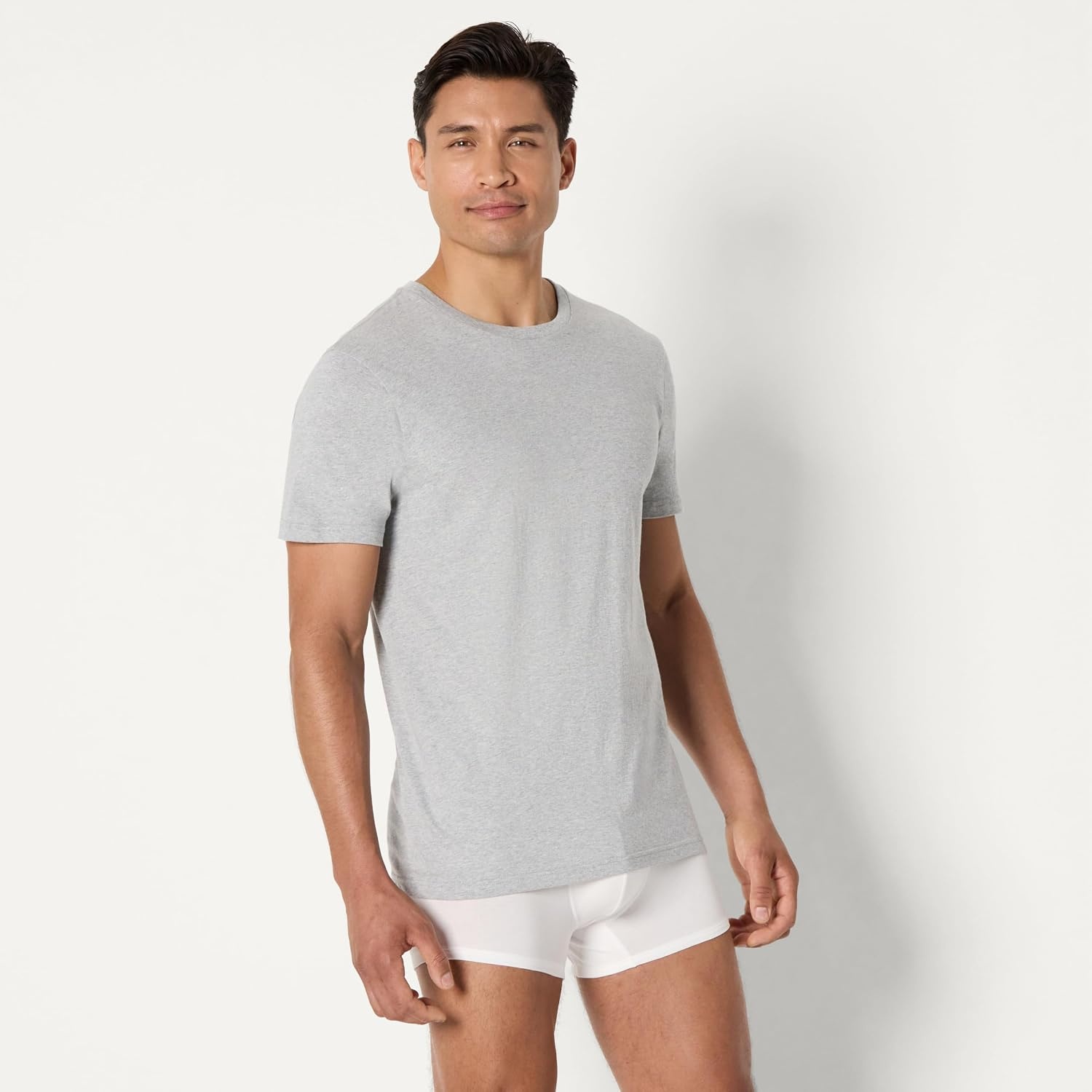 image:imageAmazon Essentials Mens Slim Fit Crewneck Undershirts Pack of 6BlackGrey Heather