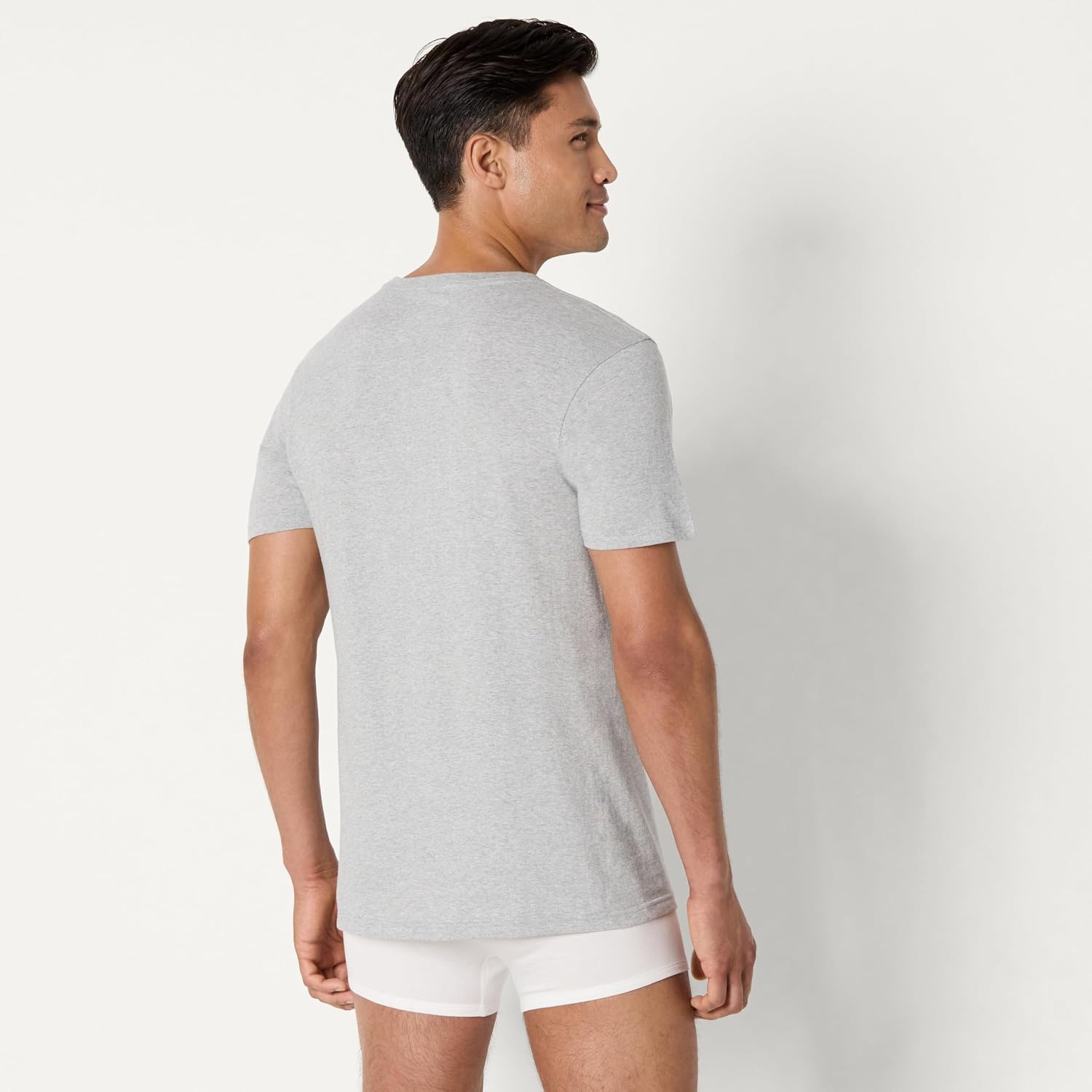 image:imageAmazon Essentials Mens Slim Fit Crewneck Undershirts Pack of 6BlackGrey Heather