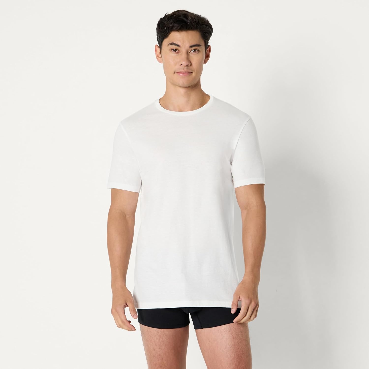 image:imageAmazon Essentials Mens Slim Fit Crewneck Undershirts Pack of 6BlackWhite