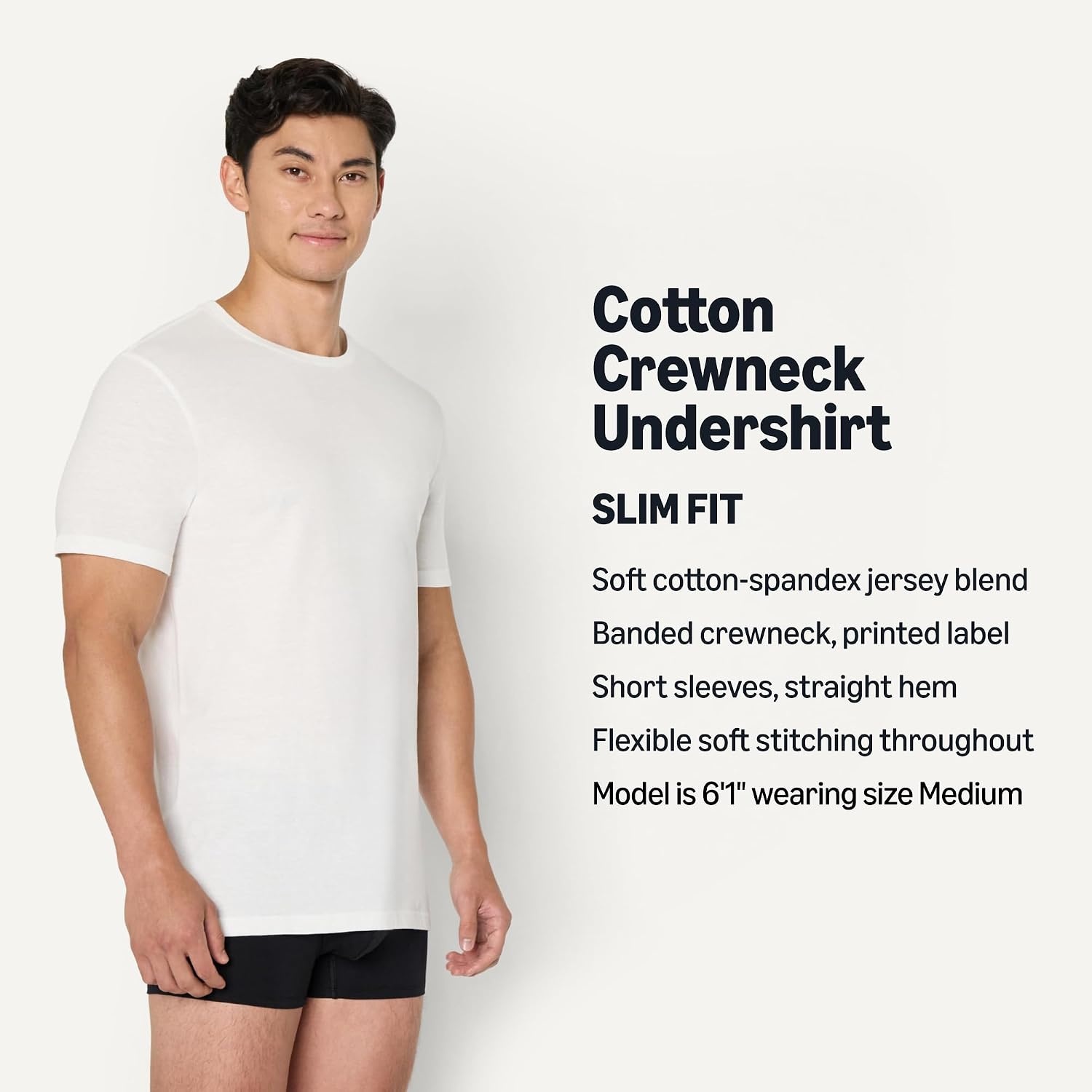 image:imageAmazon Essentials Mens Slim Fit Crewneck Undershirts Pack of 6BlackWhite