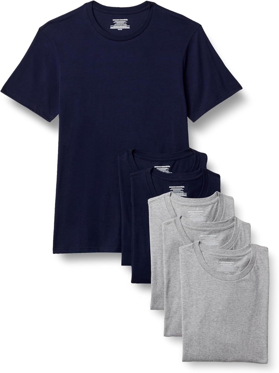 image:imageAmazon Essentials Mens Slim Fit Crewneck Undershirts Pack of 6Medium Grey HeatherNavy