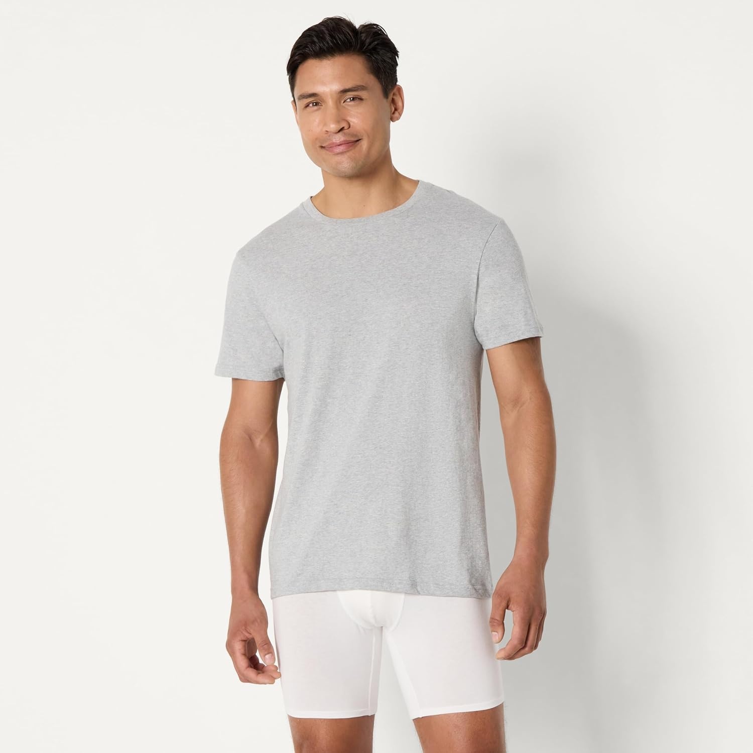 image:imageAmazon Essentials Mens Slim Fit Crewneck Undershirts Pack of 6Medium Grey HeatherWhite