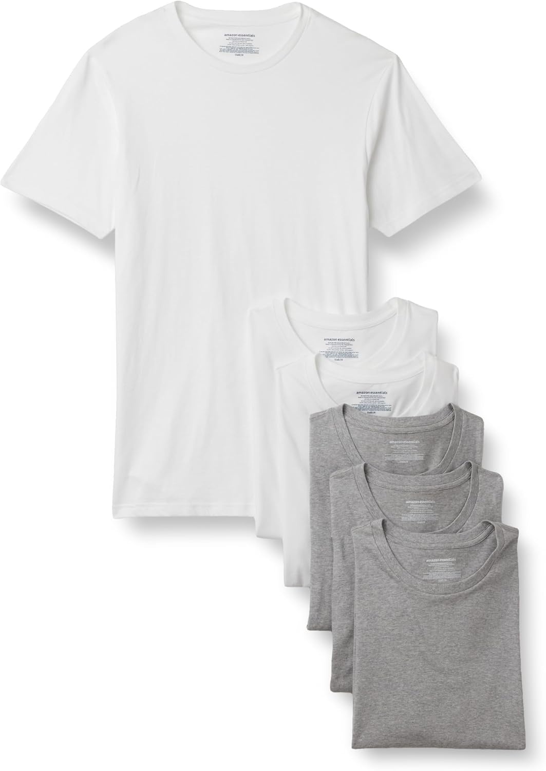 image:imageAmazon Essentials Mens Slim Fit Crewneck Undershirts Pack of 6Medium Grey HeatherWhite