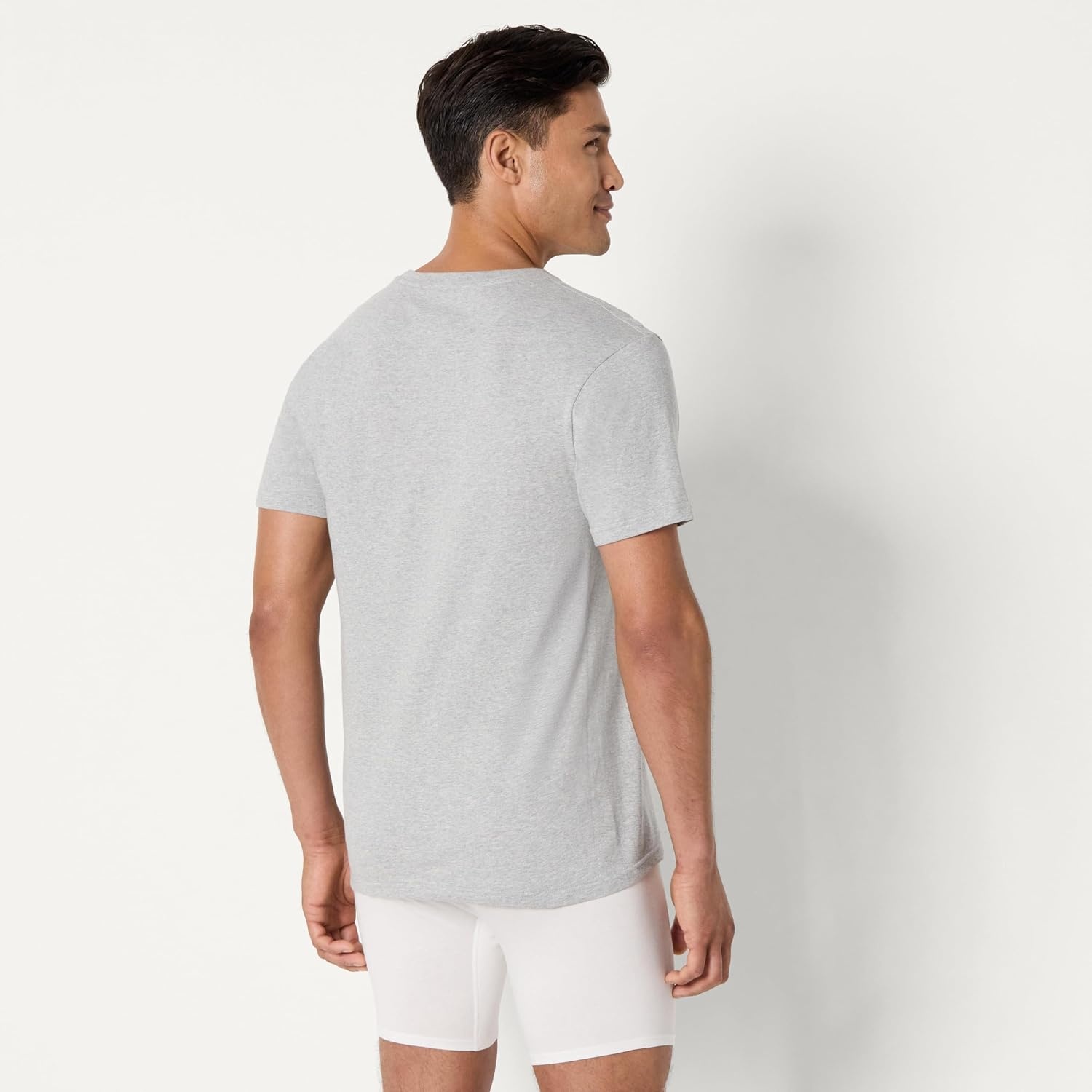 image:imageAmazon Essentials Mens Slim Fit Crewneck Undershirts Pack of 6Medium Grey HeatherWhite