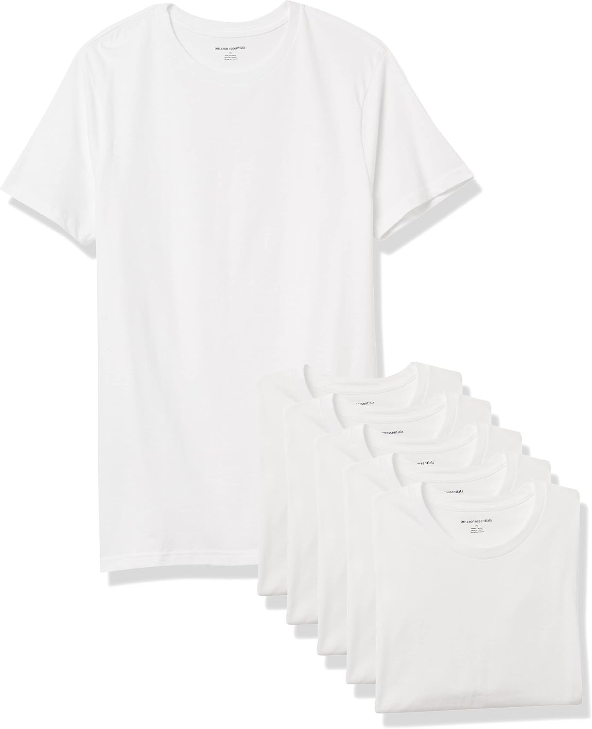 image:imageAmazon Essentials Mens Slim Fit Crewneck Undershirts Pack of 6White