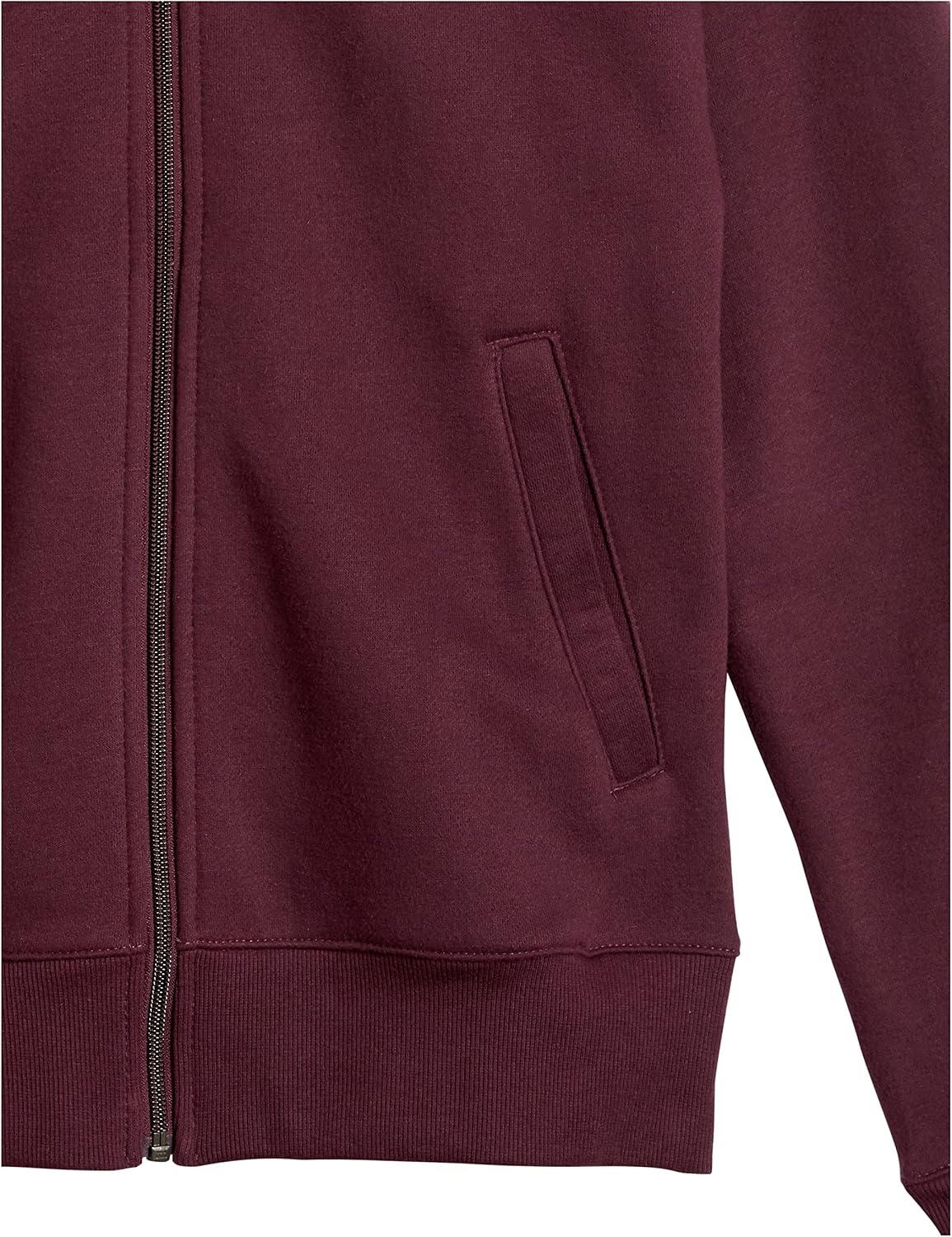 image:imageAmazon Essentials Mens Standard FullZip Fleece Mock Neck Midweight Sweatshirt with PocketsBurgundy