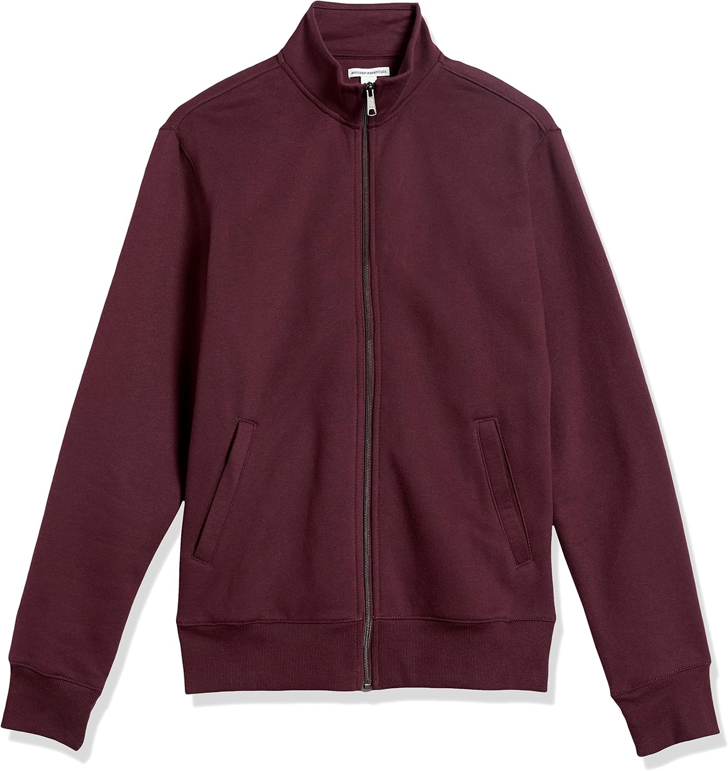 image:imageAmazon Essentials Mens Standard FullZip Fleece Mock Neck Midweight Sweatshirt with PocketsBurgundy