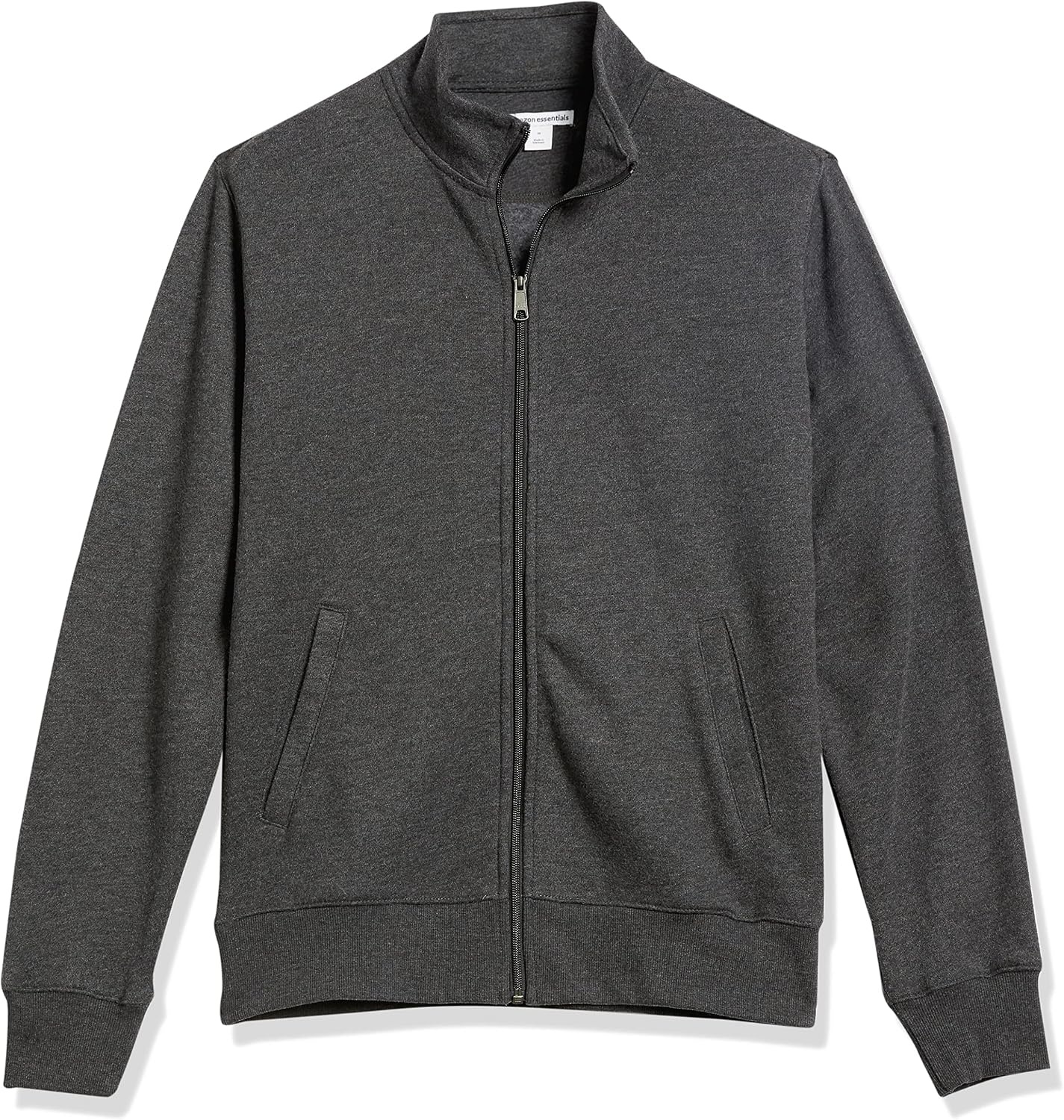image:imageAmazon Essentials Mens Standard FullZip Fleece Mock Neck Midweight Sweatshirt with PocketsCharcoal Heather