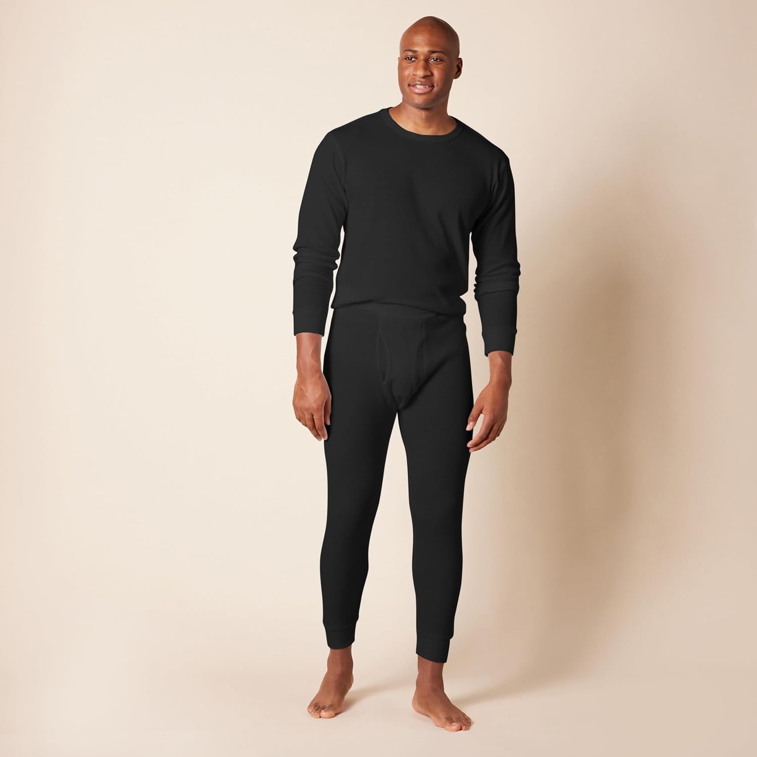 image:imageAmazon Essentials Mens Thermal Waffle Knit Long Johns Underwear Set for Cold Weather MultipacksBlack