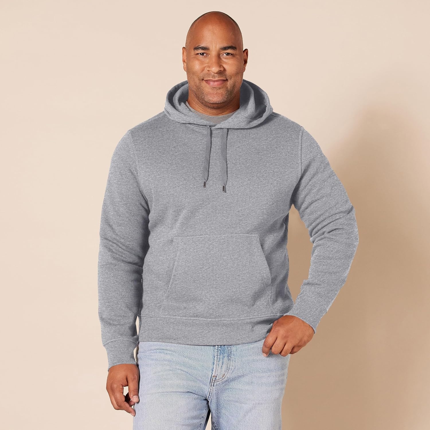 image:imageAmazon Essentials mens Fleece Pullover Hooded SweatshirtLight Grey Heather