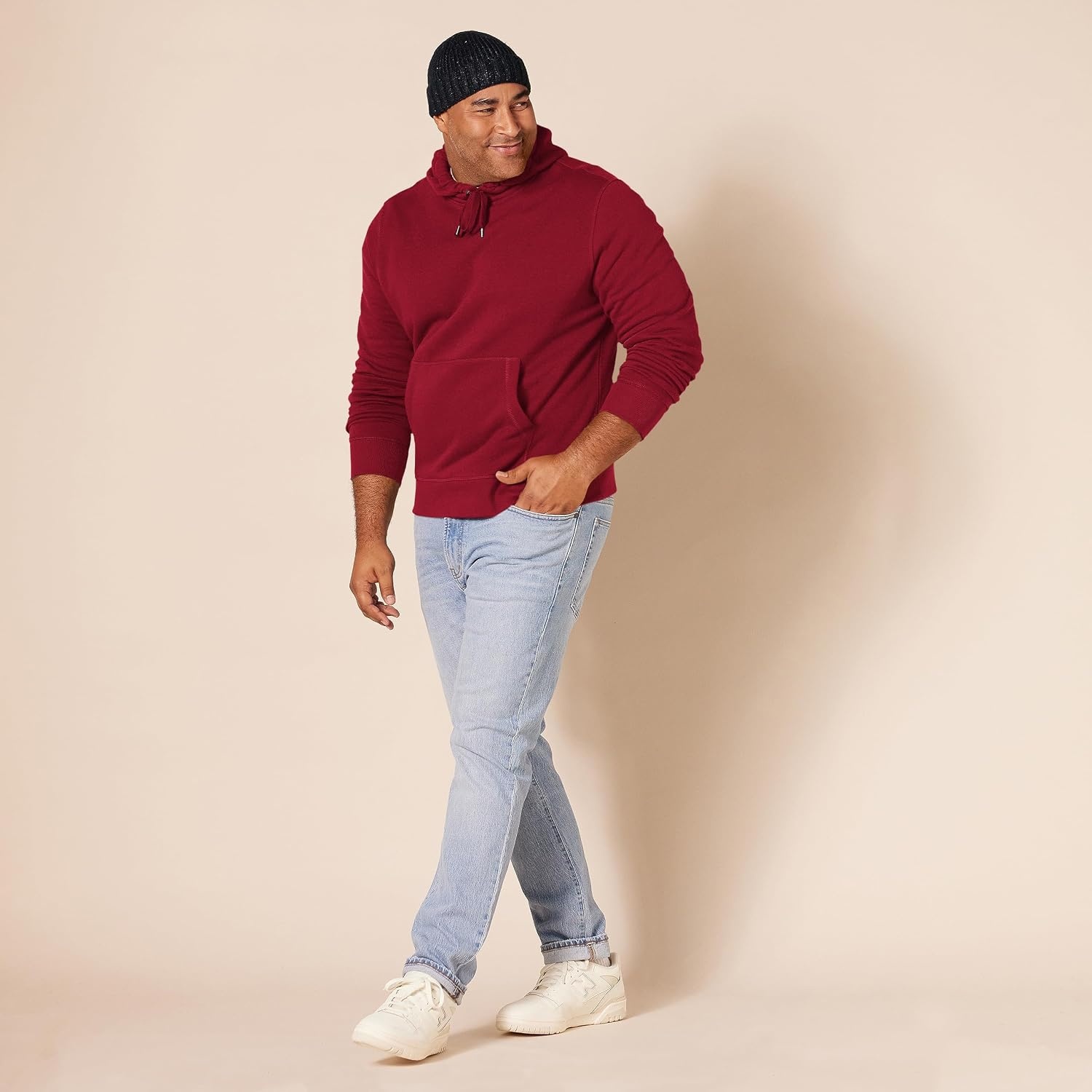 image:imageAmazon Essentials mens Fleece Pullover Hooded SweatshirtRed