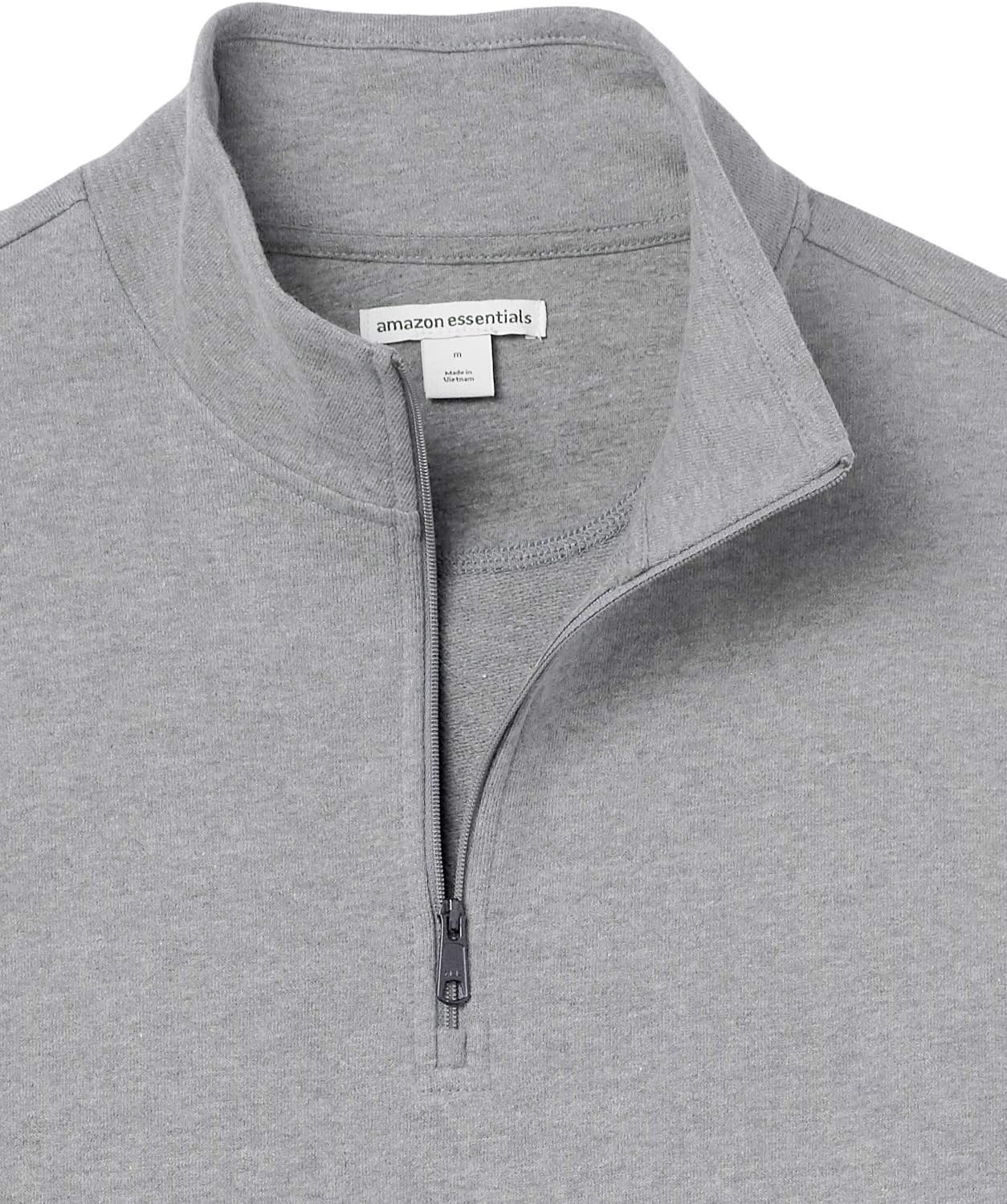image:imageAmazon Essentials mens Lightweight French Terry Quarterzip Mockneck SweatshirtCharcoal Heather
