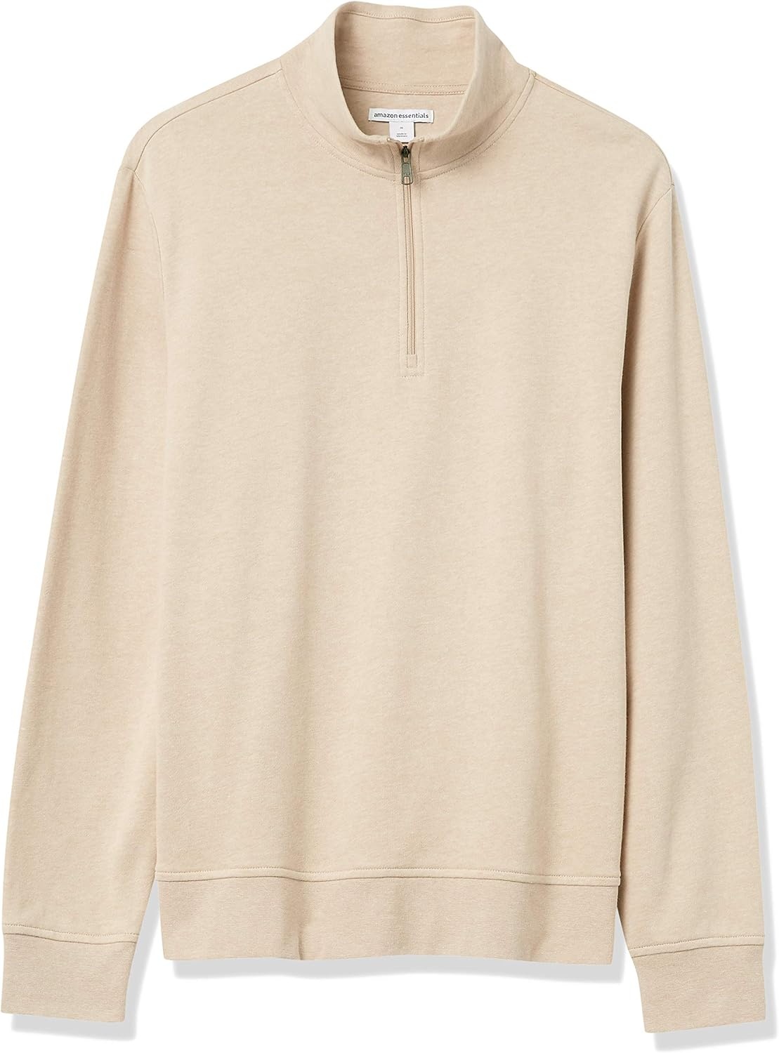 image:imageAmazon Essentials mens Lightweight French Terry Quarterzip Mockneck SweatshirtOatmeal Heather